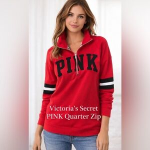 🖤❤️ Retired Victoria's Secret “PINK” Perfect  Fit Campus Quarter Zip ❤️🖤